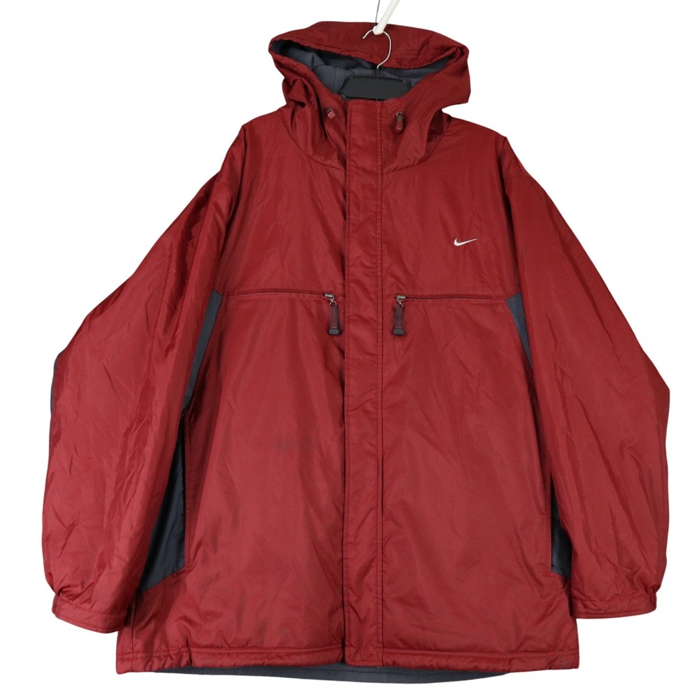 Vintage 90s Nike Hooded Jacket Men XL Fleece Lined Full Zip Gorpcore Winter Coat